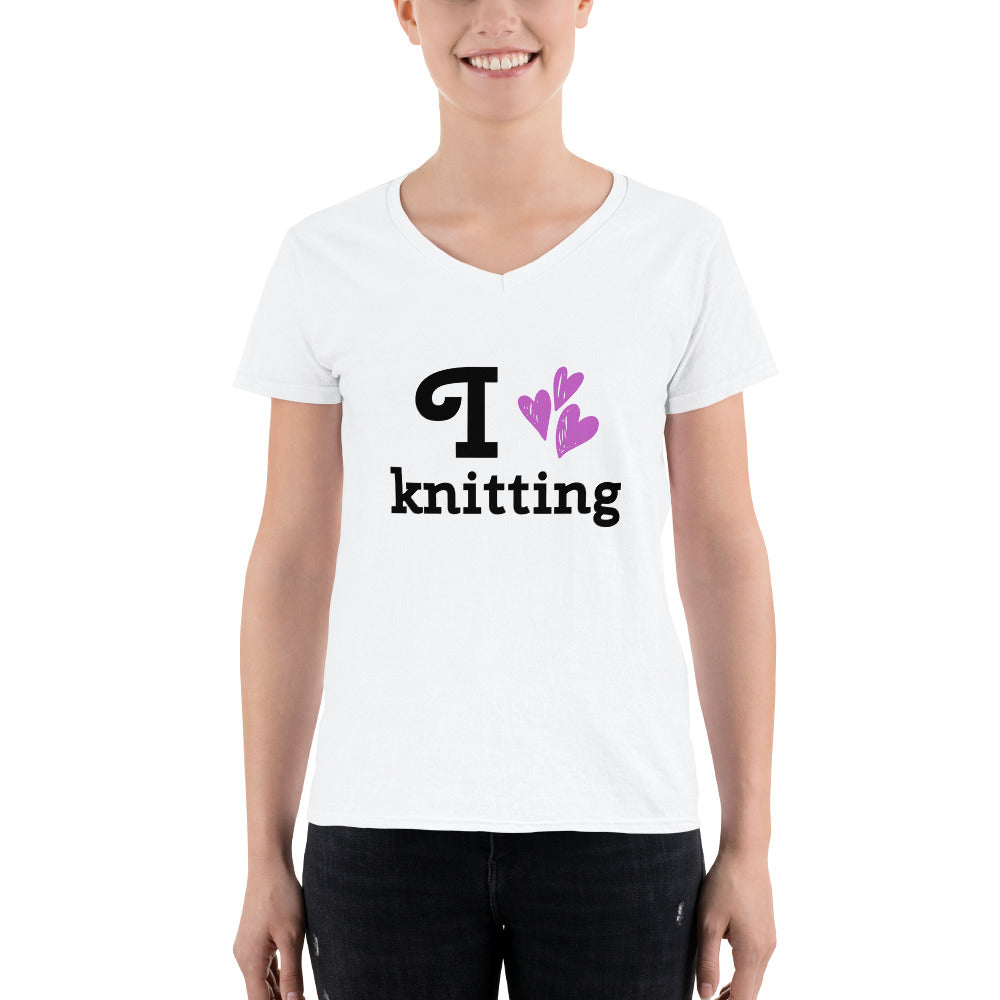 I Love Knitting (t-shirt, V-neck)